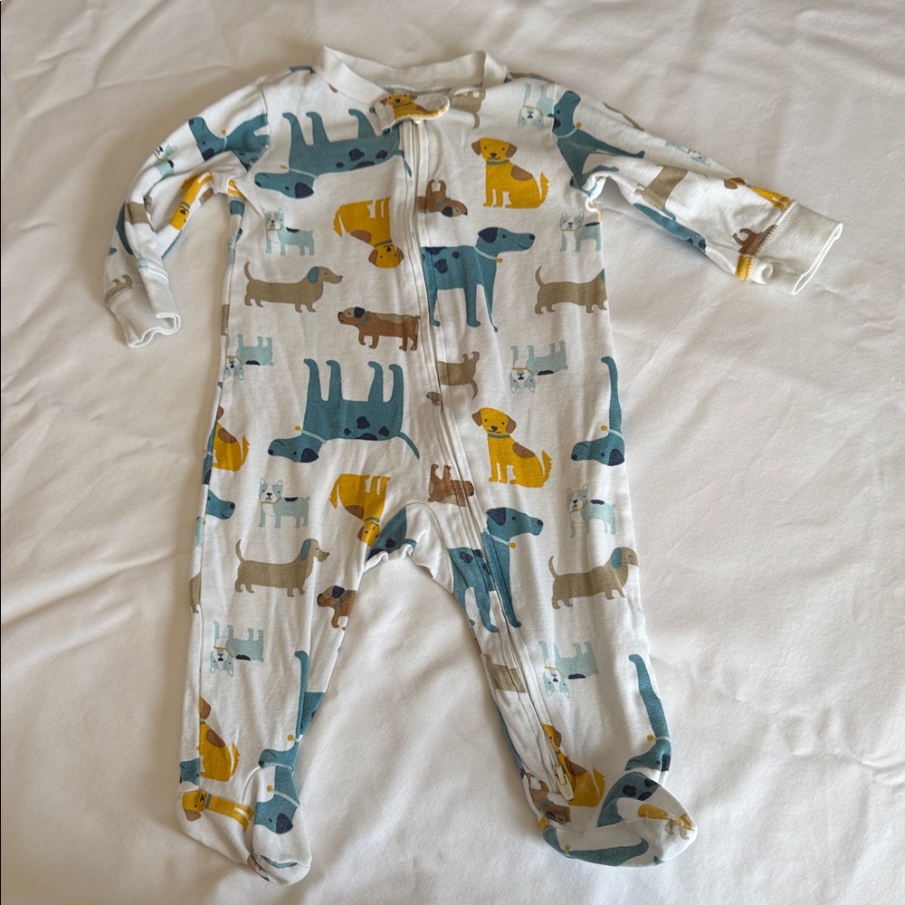 Carter's Playful Dog Print Footie - Blue, Yellow, Brown